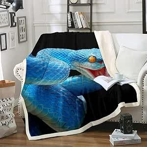 Manta de serpiente 3D para niños, adolescentes, mantas y mantas de serpiente verde 3D, mantas de forro polar de reptiles salvajes, mantas de felpa de 40 x 50 pulgadas