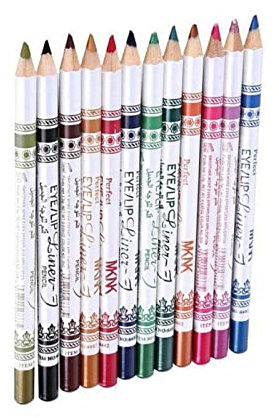 12 Farben Kajal Set, Farbe Eyeliner Bleistift Set, Kajal Liner, Kajalstift Komplettes Set, Bunt Wasserfest Kajalstifte für Weiche Übergänge für exakte und feine Linien