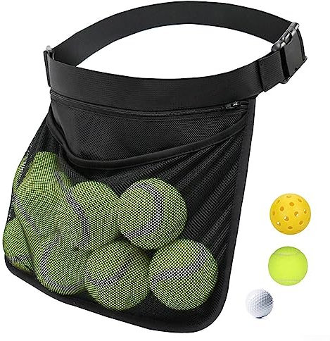 RANRAO Tennisball-Halter, Einstellbare Tennisball Mesh Taille Hip Ball Tasche Pouch Carrier, Durable Oxford Tuch Beutel Tragen Taille Tasche