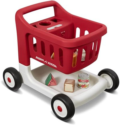 Radio Flyer Scan & Sort Einkaufswagen mit Lichtern und Geräuschen, Rutschspielzeug, Roter Spielzeug-Walker für Kleinkinder, für Kinder ab 1 Jahr