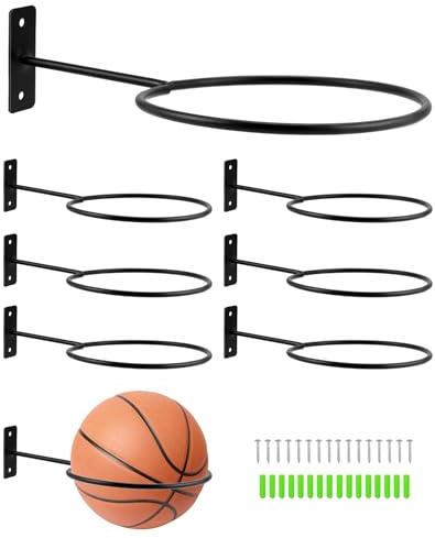 QWORK® 8 PCS Supporto da Parete per Supporto per Palla in Metallo, espositore da Parete per palloni, Nero, per palloni da Basket, palloni da Calcio, palloni da pallavolo e Altro