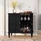 MROJISC Weinschrank, Sideboard Mittelalterlicher Schrank Barschrank Alkoholschrank Flaschenregal Holz, Buffetschrank für Bar, Küche, Esszimmer, Wohnzimmer, Schwarz