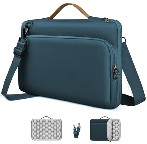 NIMOSA Laptop Bag 15.6 Inch, 360° Protective Waterproof Messenger Shoulder Bag with Adjustable Shoulder Metal Strap Bag Computer Sleeve YKK zippers Briefcase for Work Business Travel Blue