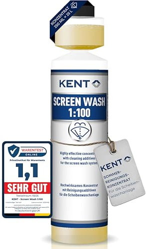 KENT Screen Wash 1:100 Citrus – Hochwirksames Konzentrat mit Reinigungsadditiven für die Scheibenwaschanlage – Scheibenklar mit Zitrusduft – geeignet für Kunststoffscheinwerfer & Fächerdüsen