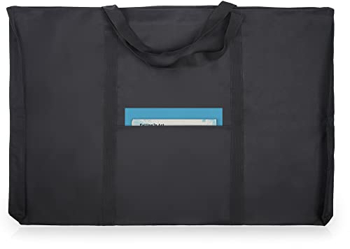COOZEE Dacron Light Weight Art Portfolio Tote Bag, 64x94 cm for 61x91 cm Black Carrying Storage Case for Poster, Sketching, and Drawing