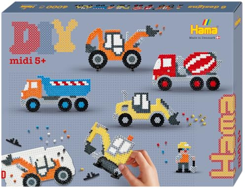 Hama Beads | Approx. 4.000 Cuentas, 1 Tablero de Camiones No. 314, 12 Soportes de Cuentas, Hoja de diseño Impreso a Color, Instrucciones y Papel de Ironing.