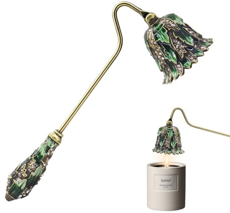 Yuhtech Apagador de velas, extintor de velas vintage, extintor de velas seguro con mango largo para campanar sobre la llama de la vela y decoración perfecta