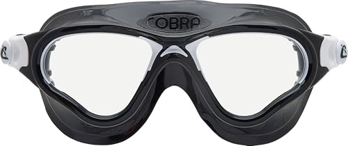 Cressi desde 1946 -Cobra XP Goggles - Gafas Monovolumen y Lentes Separadas, Natación, Piscina, Snorkel, Triatlón, Anti Vaho_Arañazos_UV - Negro/Blanco_Lente Clara - Talla Única