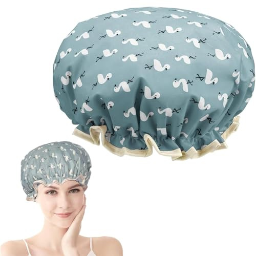 KIMHOME Cuffia da doccia impermeabile, riutilizzabile per donne, uomini e bambini, fascia elastica larga, essenziale per la cura dei capelli