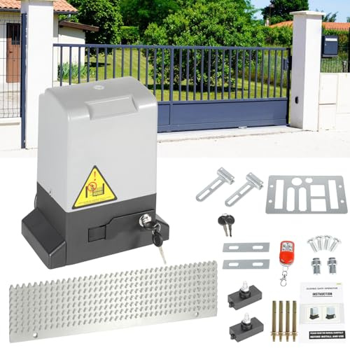 Monucep Trasmissione per porta scorrevole 550W 1200kg per garage, set di trasmissione per porta scorrevole con telecomandi e funzione di chiusura automatica, trasmissione automatica per cancello a