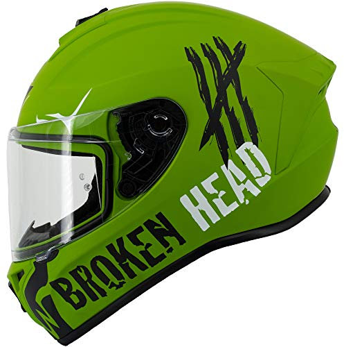 Broken Head Motoradhelm Adrenalin Therapy X4 - Sportlicher Integralhelm - Military-Grün Matt - Größe L (59-60 cm)