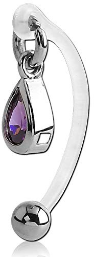 Viva-adorno Intimate Piercing Kvv Christina Bioflex Piercing Banana Crystal Drop Pendant Belly Button Piercing Z550, Purple