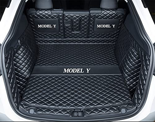 ZYCHUANGYING Fit Tesla Model Y Boot Liner Trunk Dog Cover Liner Mat 2020-2025 Tesla Model Y 5 Seater Car Trunk Liner Accessories - Black with Black Stitching