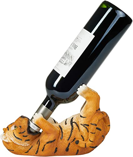 BRUBAKER Vinflaskeståndare Törstig Tiger - Flaskeståndare Berusade Djur - Flaskestånd Rolig - Safari Jungle Deco Figurine Handmålad Bar Vin Tillbehör - Rolig dekoration - Vin present