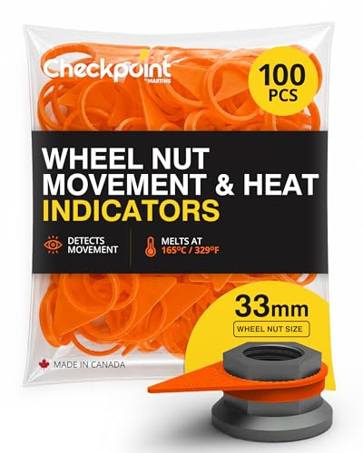 Checkpoint High-Temperature Wheel Nut Indicator 33 mm Orange – Visual Indicator for Fleets, Industrial Trucks, and Goods Transporters – Lug Nut Arrows Orange 33 mm (Bag of 100 Pcs)