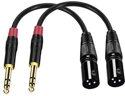 Seefeful (2PACK/6inch) XLR to 1/4 TRS Stereo Adapter,XLR Male to 1/4 Inch (6.35mm) Balanced Microphone Stereo Audio Converter AdapterCable