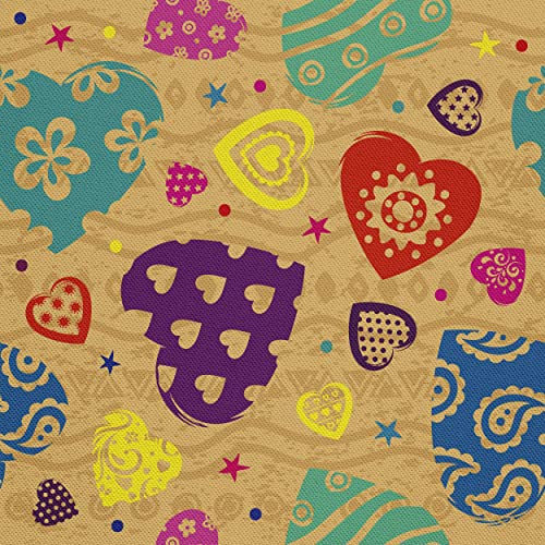 HEKO PANELS Stoff Oxford Wasserdichte Meterware Canvas-Stoff Polyester Stoff Zum Nähen Nähstoffe Möbelstoffe Dekostoffe Handwerken Wasserabweisend Blickdicht Herzen 1 Meter 155 x 100 cm