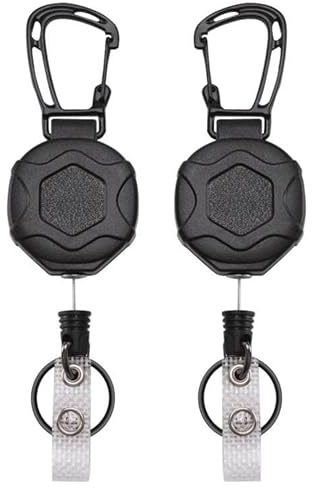 Xnourney 2 Pack Retractable Keychain Heavy Duty, Badge Reels Retractable, Tactical ID Badge Holder with Upgraded Zinc Alloy Carabiner, 31.5'' Coated Steel Cord, Bearing 9 oz