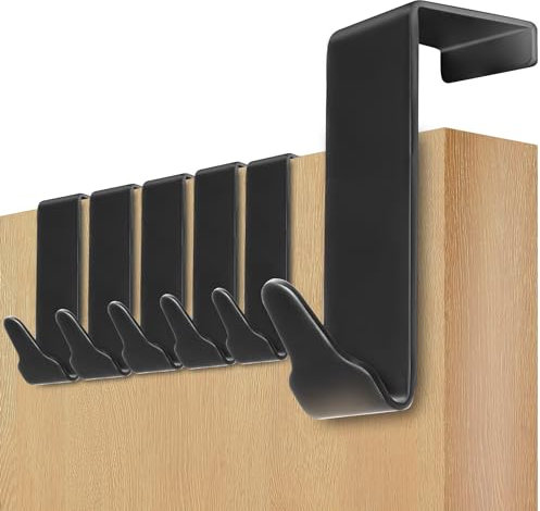 Menz Perchero de Puerta en Negro, Colgador Puerta Resistente para Baño y Dormitorio, Percha Entrada Fácil de Instalar Gancho Entrada Premium Negro_36mm ES