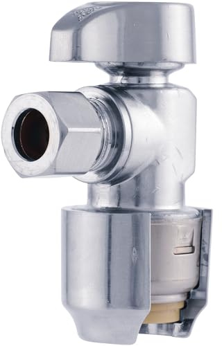 SharkBite Max 1/2 x 3/8 Inch Compression Angle Stop Valve, Quarter Turn, Push to Connect Brass Plumbing Fitting, PEX Pipe, Copper, CPVC, PE-RT, HDPE, UR23036