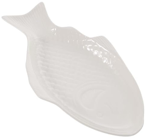 Garneck Plato de pescado ovalado de porcelana en juego de 1 unidad – creativo plato de servir con forma de pescado para sushi, aperitivos y postres, ideal para restaurantes y hogares