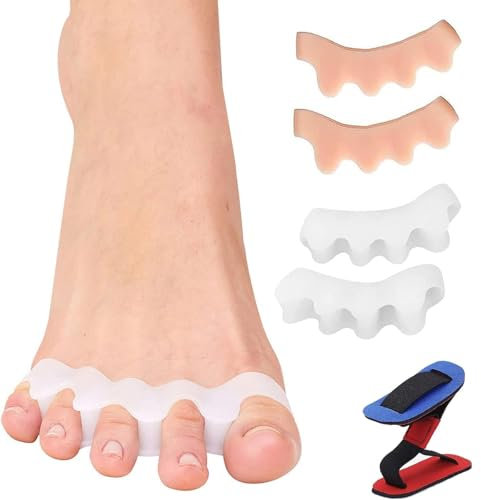HNYGS-EU Zehenspreizer Hallux Valgus Silikon, 4 Stück Zehenspreizer, 1 Stück Korrekturbandage, zur Linderung von Hallux Valgus Schmerzen, geeignet für Herren und Damen