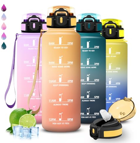 Botella Agua- 1 5 litros- Botella Agua Gimnasio, A Prueba de Fugas, Cantimplora con Pajita, Water Bottle con Cierre de Seguridad, Reutilizable, Cantimplora para la Yoga, Deportes, Senderismo, Acampada