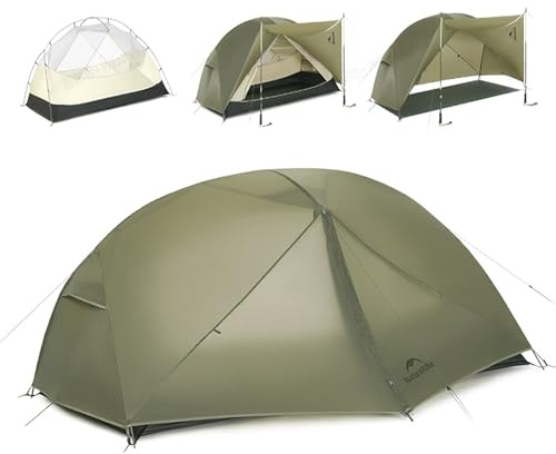 Naturehike Mongar Pro Ultralight Tent 1.76kg/3.88bs,2 Person Backpacking Tent,Waterproof & Quickly Build,4 Modes Of Use,20D Nylon Wind Resistant,Outdoor Hiking Tents with Front Porch(Green)