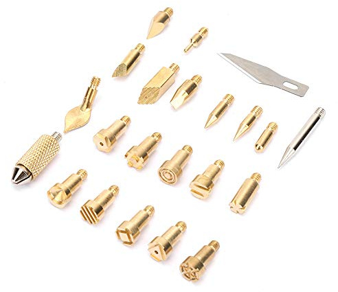 ERYUE 22Pcs Durable Brass Soldering Iron Wood Burning Pen Tip Set for Pyrography Welding Craft Home