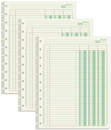 Lot de 3 carnets d'analyse colonnaires à 3 colonnes, livre de comptabilité à 11 disques de 21,6 x 28,9 cm, double page pour la tenue de livres d'affaires