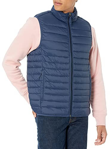 Amazon Essentials Herren Leichte, Wasserbeständige Pufferweste, Verstaubar, Marineblau, XL