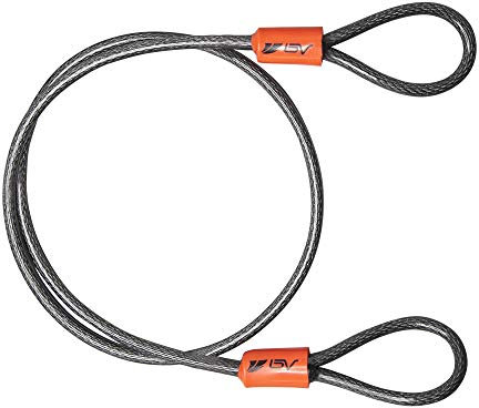 BV 2.5FT Bike Cable with Loops - 5mm (3/16 Inch) Cut-Resistant Braided Steel Cable - Versatile & Weatherproof - Small Security Cable Lock, Security Chain for Padlock, Chain Lock, Wire Lock
