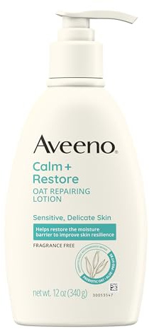 Aveeno Restorative Skin Therapy Moisturizing Oat Repairing Cream for Sensitive, Distressed, Dry Skin, with Prebiotic Oat & Aloe, Formulated without Parabens, Fragrance & Steroids, 12 oz
