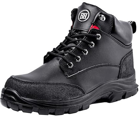 Black Hammer Mens Safety Boots Steel Toe Cap S3 SRC Work Shoes Ankle Leather 7700 (10 UK) Black