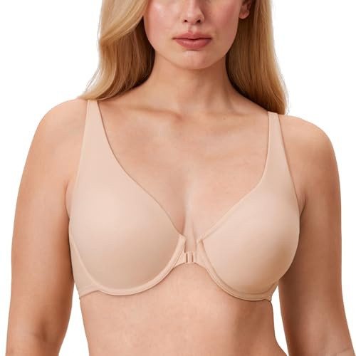 DELIMIRA Women's Front Closure Seamless Bras Beige 80B