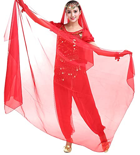 Hayaww Velo de Danza del Vientre - Bufanda de Gasa 2.2x1.2 m para Espectáculos, Fiestas y Celebraciones