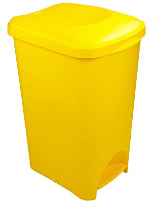 Addis 40 Litre Yellow Medical Clinical Recycling Commercial Office Utility Waste Trash Foot Pedal Plastic Bin, Yellow