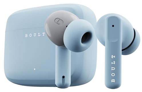 Boult Audio Z60 Truly Wireless Earbuds with 60H Playtime, Quad Mic ENC, 50ms Low Latency Gaming, 13mm Bass Drivers, Type-C Fast Charging, IPX5 TWS Bluetooth 5.3 Ear buds (Powder Blue)