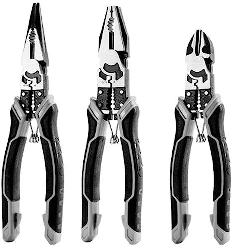 CENMEN 3 PCS Pinzas Multifuncionales, Pinzas Diagonales, Pinzas Electricistas Reparación Plata y