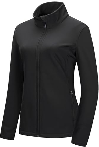 33,000ft Women's Softshell Jacket Waterproof Ladies Fleece Lined Jackets | Full Zip Outdoor Jackets, Lightweight Warm Windbreaker Jacket, Breathable Golf Jacket for Casual Running Hiking