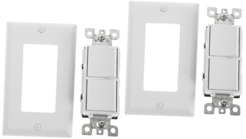 Mikikit 2pcs Port Double Light Switch Cover Paddle Design Wall Plate for Residential Commercial Use