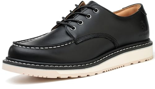 SL-Saint Fatto a Mano da Uomo Morbido Moc Toe Stivali alla Moda Classic Good-Year-Welted Scarpe in Pelle Bovina (Nero, Adulto, Uomo, 41.5, Numero, Sistema Taglie Calzature EU, Media)