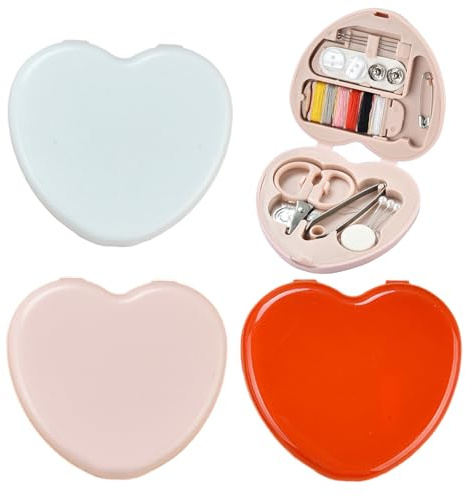 Mini boîte à couture en forme de cœur 3 pièces, petit kit de couture, mini kit de couture, kit de couture de voyage, mini kit de couture de voyage, accessoires d'outils de bricolage