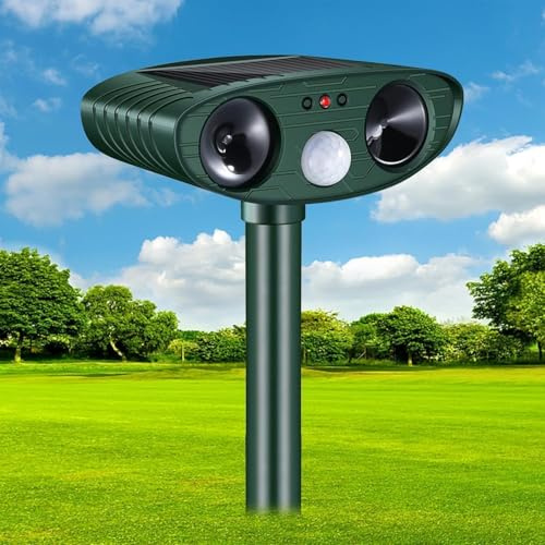Solar Cat Repellent, Solar Powered Ultrasonic Animal Repeller and Cat Deterrents with PIR Motion Sensor, Waterproof Scarer Animal Repellent for Garden Yard Squirrels Cats Rats Fox