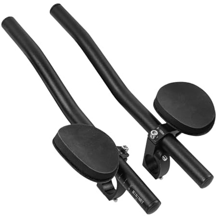 Barre aerodinamiche-Aerobar a clip in alluminio nero per biciclette, comodo attacco manubrio del braccio | Balette di rilassamento del ciclismo per una postura e una velocità migliorata, accessorio pe