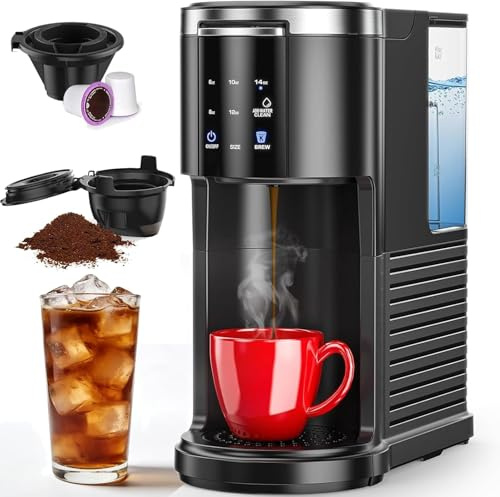 COWSAR Single Serve Coffee Maker, Coffee Brewer for Capsule and Ground Coffee, Capsule Coffee Machine with 40 Oz Water Tank, Instant-Heat