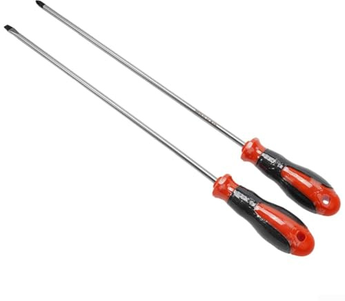 Valixirant Destornillador magnético de 12 pulgadas de largo con mango de goma, cabeza cruzada y ranurada, acero al cromo vanadio para zonas de difícil acceso (destornillador ranurado)