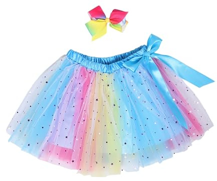 AKOOSY Robe Anniversaire Tutu Princesse avec Jupe Tulle et Pince à Cheveux Nœud pour Garçon Fille Fille Déguisement Fête Anniversaire et Costume Danse Ballet