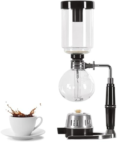 YUEHUA Cafetera profesional de sifón, 5 tazas (600 ml), cafetera al vacío con quemador de alcohol, vidrio de borosilicato alto, mango antiquemaduras para uso doméstico y cafetería