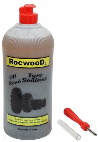 RocwooD Tyre Sealant Puncture Free Repair 1 Litre L Off Road Wheelbarrow MTB Off Road Bike Quads Mobility Scooter Fast Acting Easy Application Glue Innertube Sealing